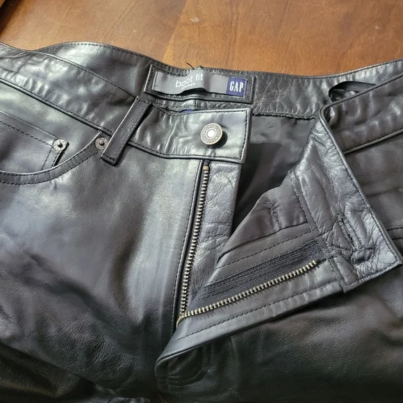 Vintage Gap Leather Boot Fit Black 31x30 Y2k